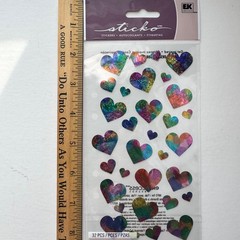 Sticko Stickers Vellum PASTEL HEARTS Holographic Scrapbook EK Success SPMT03