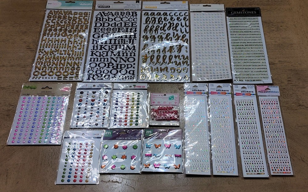 Vintage LOT Thickers American Crafts Puffy Scrapbook Stickers Letters /Dots/Gems
