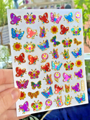 Sparkle Retro Butterflies Sticker Sheet (1 Sheet, 4×5 In., .5-.75 In. Stickers)