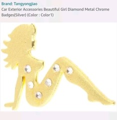 3D Diamond Beautiful Girl Metal Chrome car stickers( Gold Or Silver)