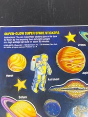 Scholastic Super Glow in the dark Space stickers sheet vintage 1985 Moon Comet