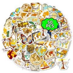 50PCS Travel Maps, Graffiti Stickers, Various Cartoons Creative Handbooks Skateb