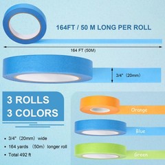 3 Rolls Laboratory Labeling Tapes, 3/4 x 164, Temp Resistant, Light Color