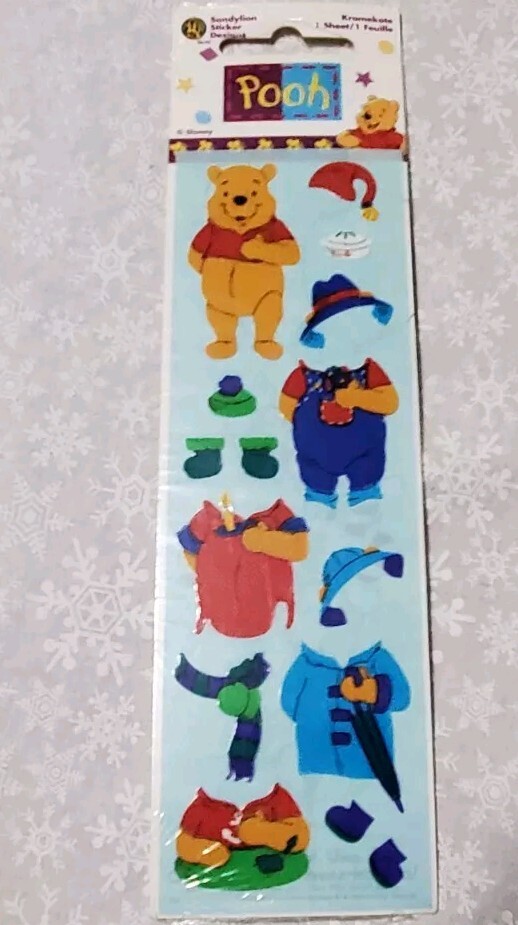 Vintage Stickers Sandylion Disney Winnie The Pooh Bear Sticker Strip Pack NIP