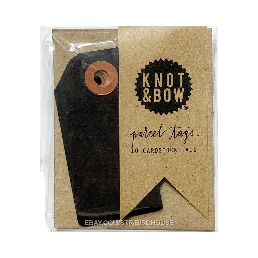 Knot & Bow Black Paper Gift Tags 10 Scrapbook Journal Embellishment USA MADE
