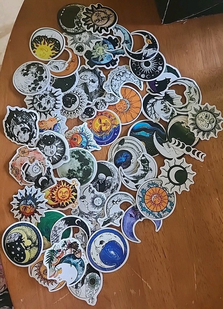 52 Sun and Moon Stickers Individuals in Package ☀️ Scull Halloween Others