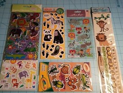 Set of 8 Scrapbooking Stickers & Embellishments: Animals, Bugs, Jungle & Zoo NEW