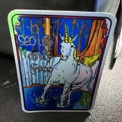 Novelty Unicorn Foil Sticker Wild & Free Holographic Vintage Reproduction Decal