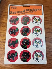 Vtg Eureka Scratch ‘n Sniff Stickers Halloween Lot Owl Cat Bat Jack ‘O Lanterns