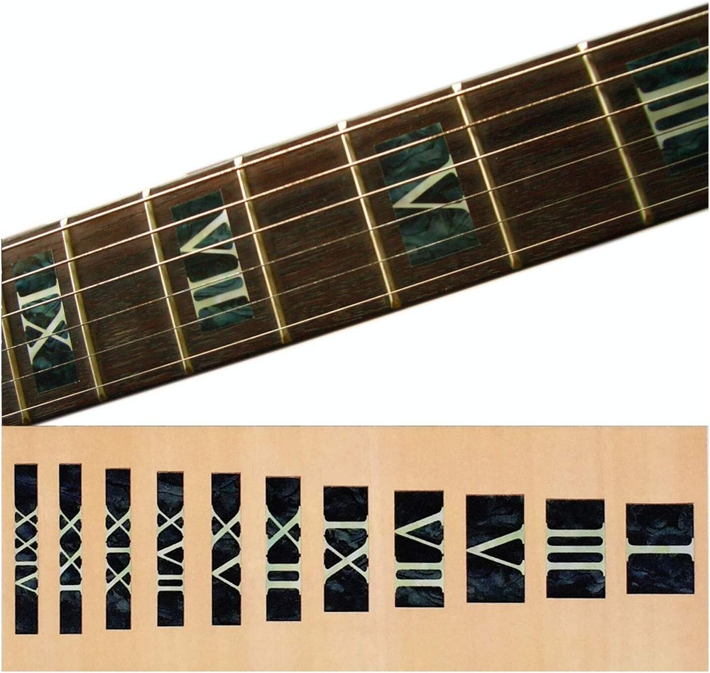 Jockomo Roman Numeral Pearl Guitar Inlay Sticker Block/Black FREE SHIPPING USA