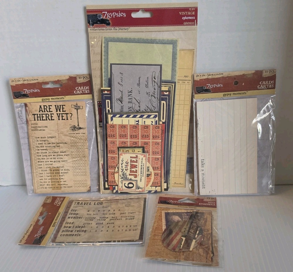 7gypsies – Scrapbooking Junk Journal Journaling Cards And Ephemera Lot Of 5