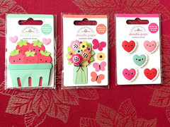 #D89 – 3 PKGS STRAWBERRY FLOWER HEART DOODLE-POPS 3D STICKERS – FREE SHIPPING