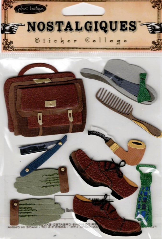 Men Accessories, Nostalgiques, 3D scrapbook stickers- Jolee’s Boutique SPJBN001