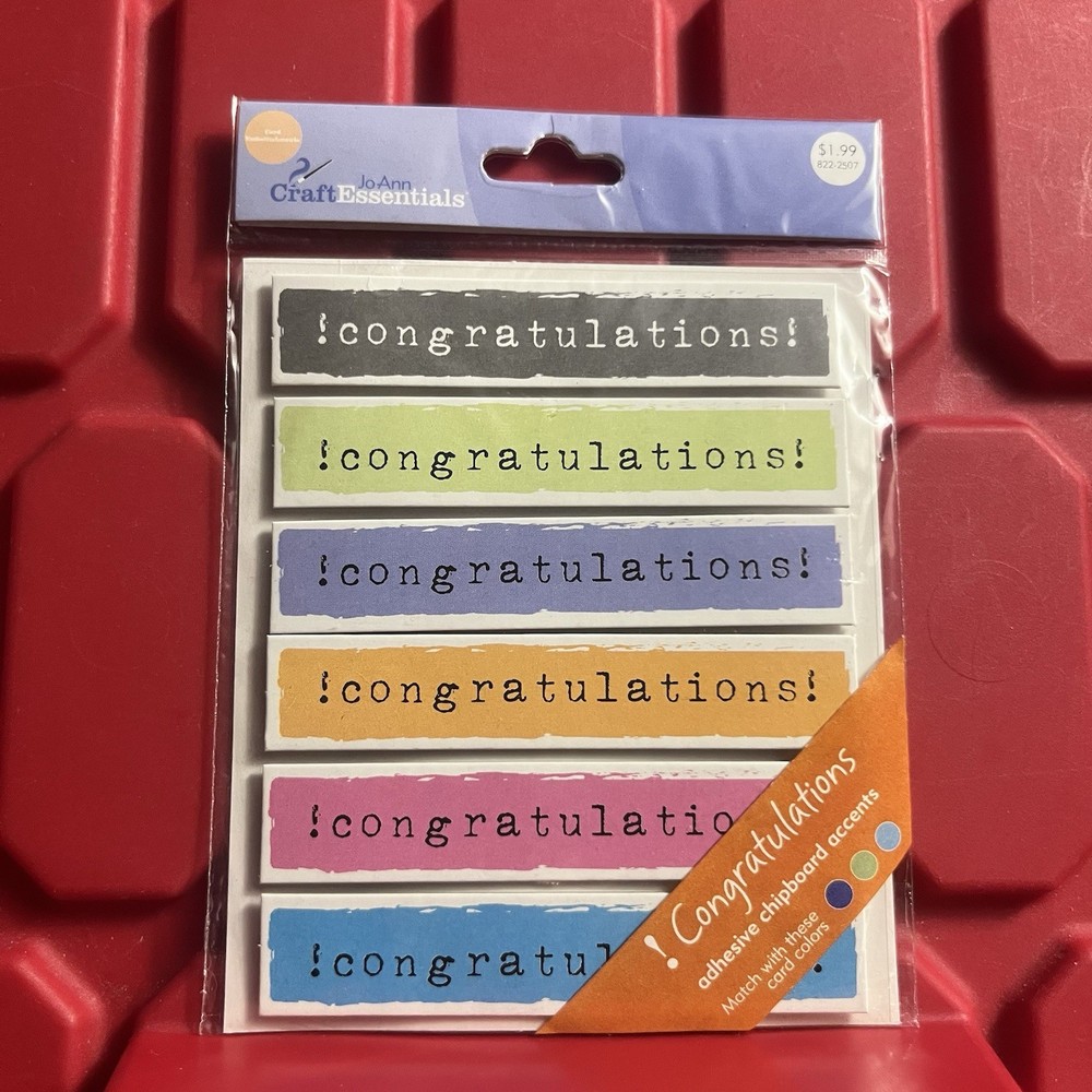 JoAnn Craft Essentials Congratulations Adhesive Chipboard Accents Brand New