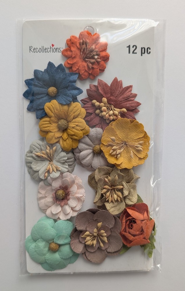Assorted Fall Colored Paper Flowers Scrapbooking Embellishments By Recollections