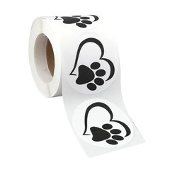 Heart-Shaped Paw Print Stickers for Animal Awareness – 250 Labels for Pet Lovers
