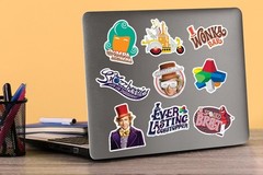 WILLY WONKA AND THE CHOCOLATE FACTORY VARIETY DIE CUT VINYL 50 CT STICKER PACK