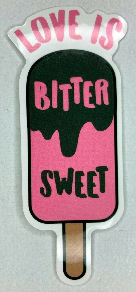 Love Is Bitter Sweet Sticker Ice Cream Pink & Chocolate Popsicle Decal Small