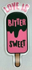 Love Is Bitter Sweet Sticker Ice Cream Pink & Chocolate Popsicle Decal Small