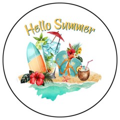 HELLO SUMMER BEACH ENVELOPE SEALS LABELS STICKERS PARTY FAVORS