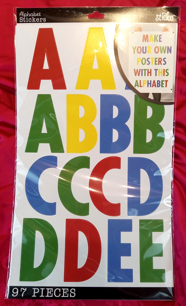 PEEL & STICK Sticko Alphabet Stickers 97/Pkg-BOLD – Extra Large 3″ LETTERS