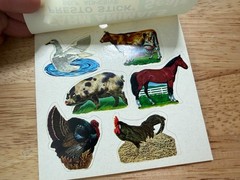 Vintage Eureka Farm Animals Stickers Booklet 8 Sheets Complete 48 Stickers
