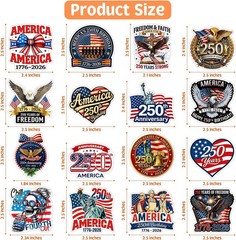 250th Independence Anniversary Stickers 100PCS Patriotic America 250 Waterproo..
