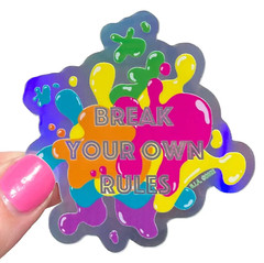 Lot of 5 Weatherproof Vinyl Stickers: Holographic Artist Paint Splatter