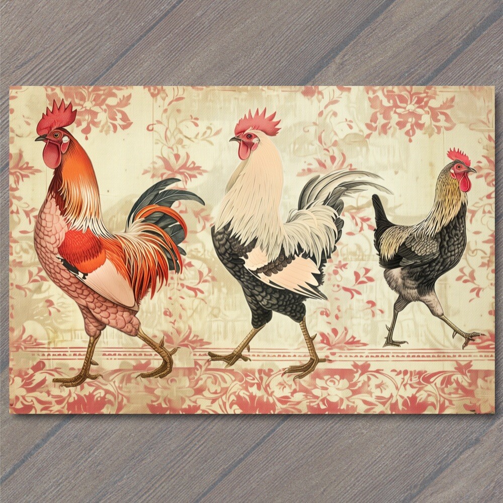 STICKER Rooster Chicken Victorian Pattern Fancy Bird Girl Weird Strange Funny