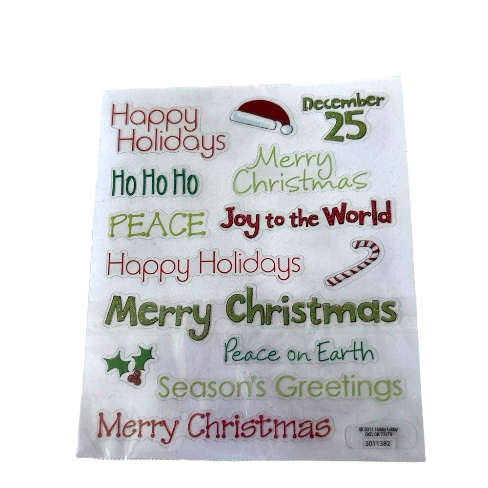 NEW Hobby Lobby Christmas Stickers Holiday Festive Phrases Images Scrapbook