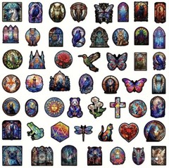 10pcs Fantasy Stained Glass Window Stickers- Scrapbook, Journal, DIY Cards