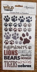 Reminisce Wild Thing Creative Rub-Ons Transfers Lions Tigers Bear Elephant Zebra