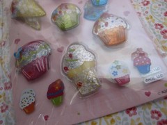 NOS Vtg Stickety-Doo-Da Cupcakes Ice Cream Puffy Sprinkles Stickers 2 sheets 34