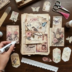 Mystery Junk Journal Kit Garden Romance Vintage Ephemera Paper Craft Starter Set