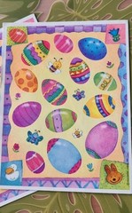 3 Hallmark Easter Stickers EGGS bunnies chicks baskets 1 David Walker res art