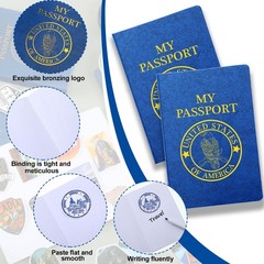 348 Pcs Blank Passport Book with Assorted Travel Journal Stickers Fake Passpo…