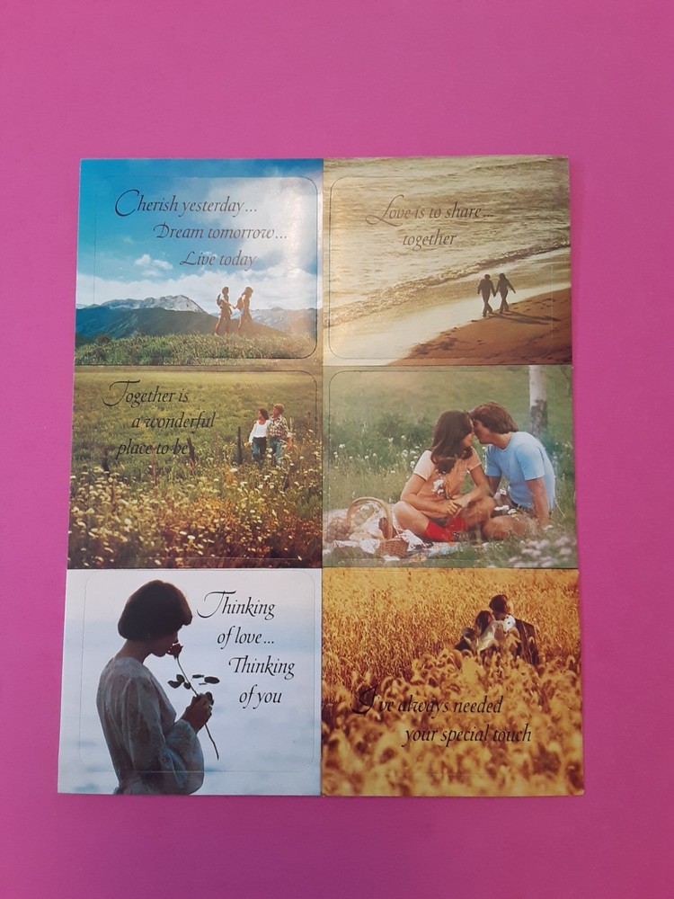 vintage 70s or 80s Hallmark photo thinking of you romantic sticker sheet