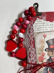 valentines junk journal scrapbook tassel pen clip 56 pages mouse couple sewn