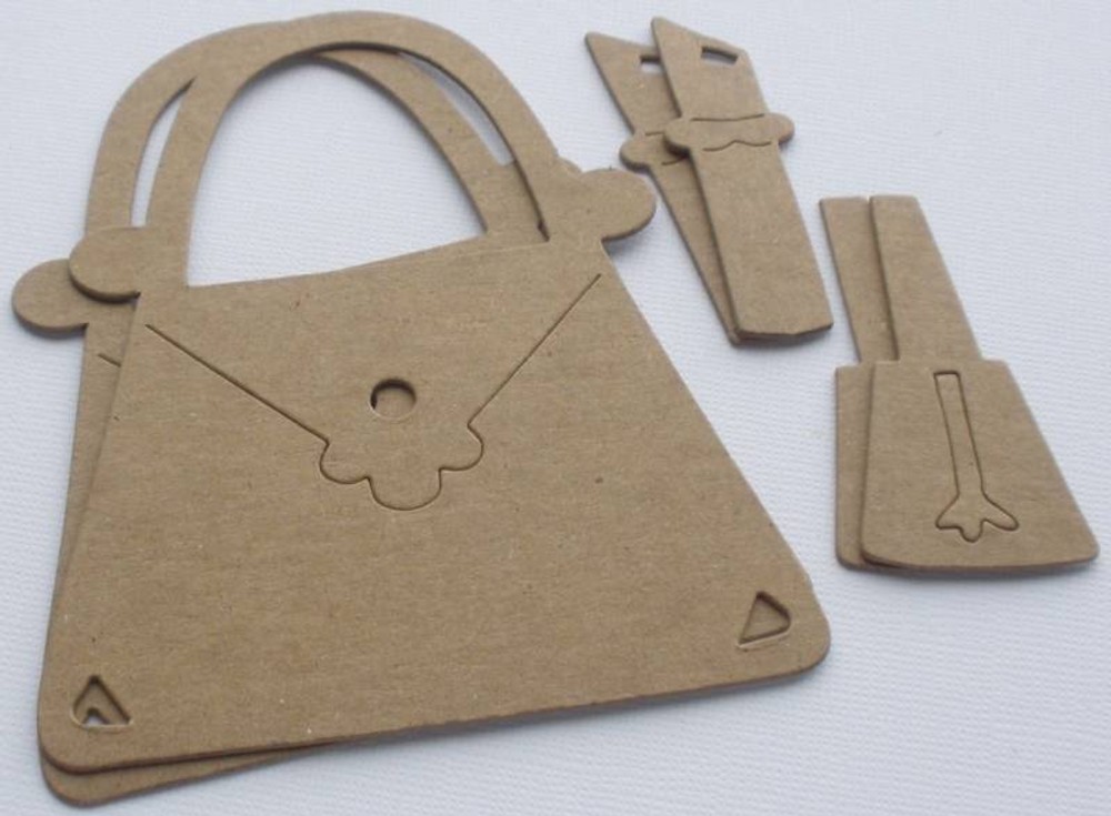{6 pc} *PURSE & MAKEUP COMBO* Raw Chipboard Die Cuts