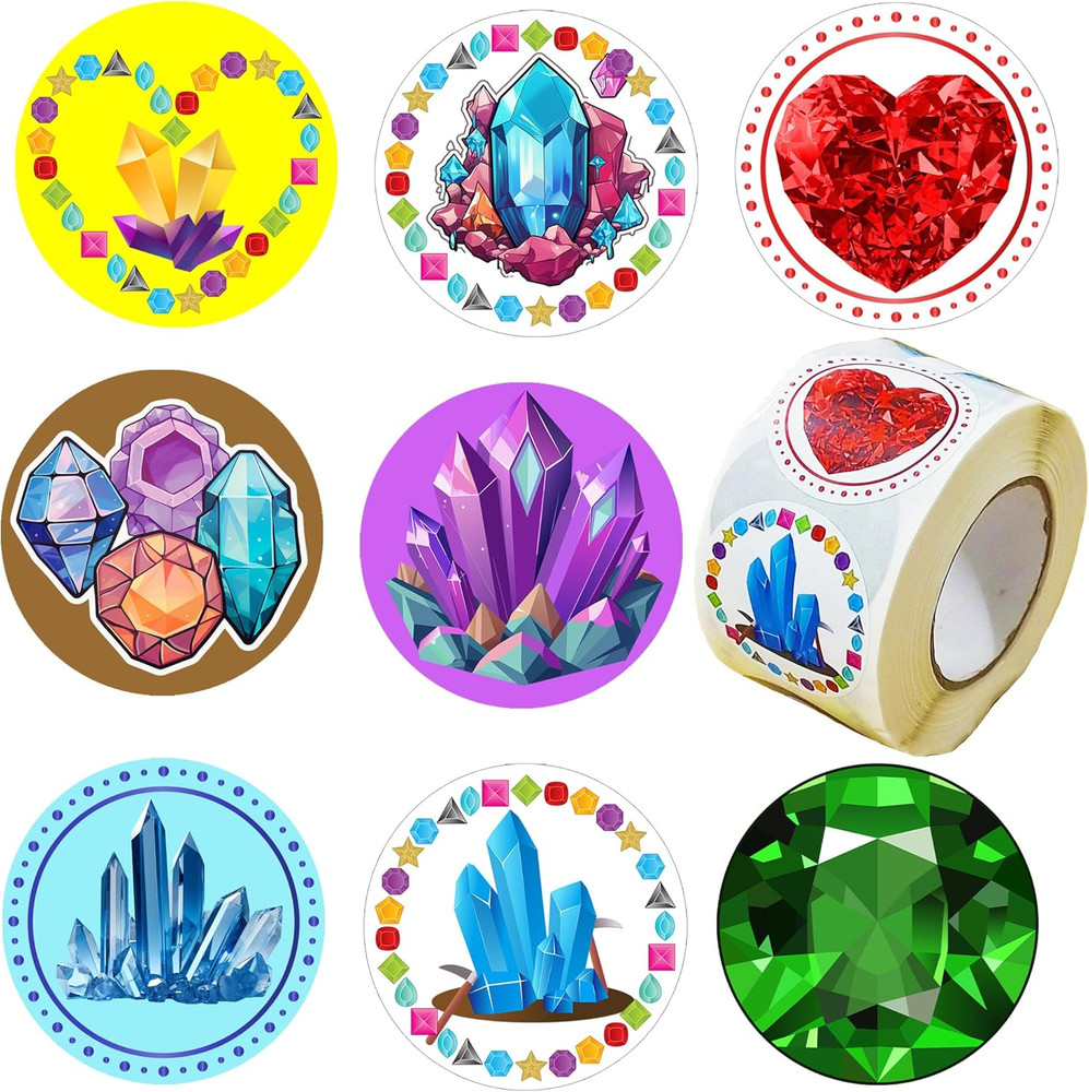 500 Pcs Gem Label Stickers for Geology, Crystal, and Diamond Decorations