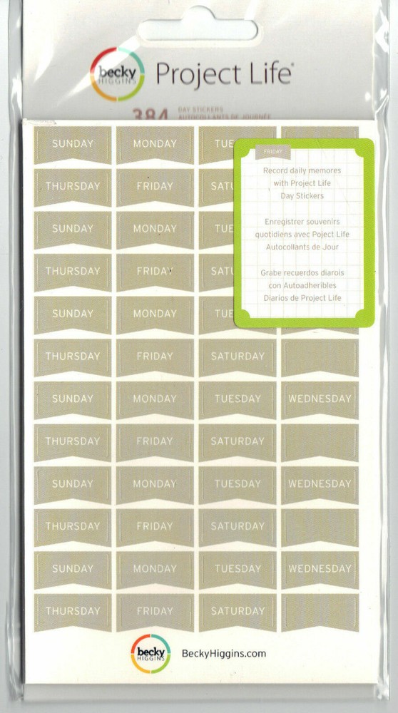 Project Life DAY STICKERS~384 pieces~Gray~380161~Fast Ship! Nice!