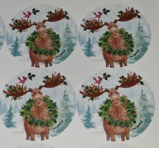 Suzy’s Zoo Christmas Sticker Sheet Suzy Spafford Cat Dog Moose Hugo Ollie Sleigh