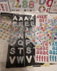 Lot of Alphabet, Letters & Number Stickers ~ 14 Sheets ~ Cardboard,Glitter,Puffy