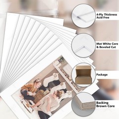5×7 Picture Mats 100 Pack White Core Bevel Cut for 4×6 Photos – 4-ply Thick