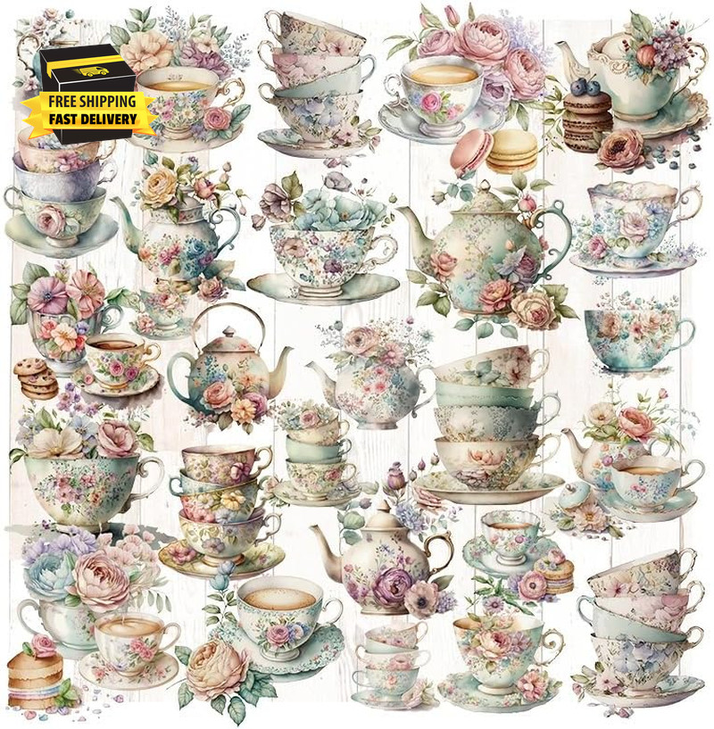 Vintage Vellum Stickers Floral Plants Elements Scrapbooking Supplies Flowers Bot