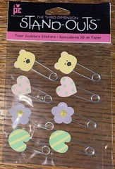 Provo Craft STAND-OUT 3D Baby Girl Diaper Pins💕🌸🐻Stripes Scrapbook Stickers