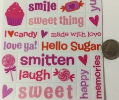 LOVE CLEAR MYLAR Stickers(3.5″x 11″) Valentine’s Day•Sweetie•Sugar•Crush •Hugs••
