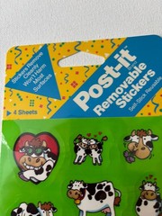 Vintage 1989 3M Post It Cow Removable Stickers Sealed Green 4 Sheets New
