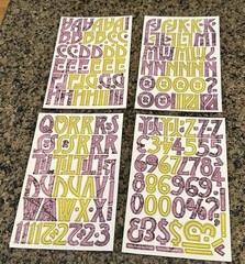 Basic Grey Chip Stickers Alphabet 4 Sheets Purple Green Halloween 1 1/4″