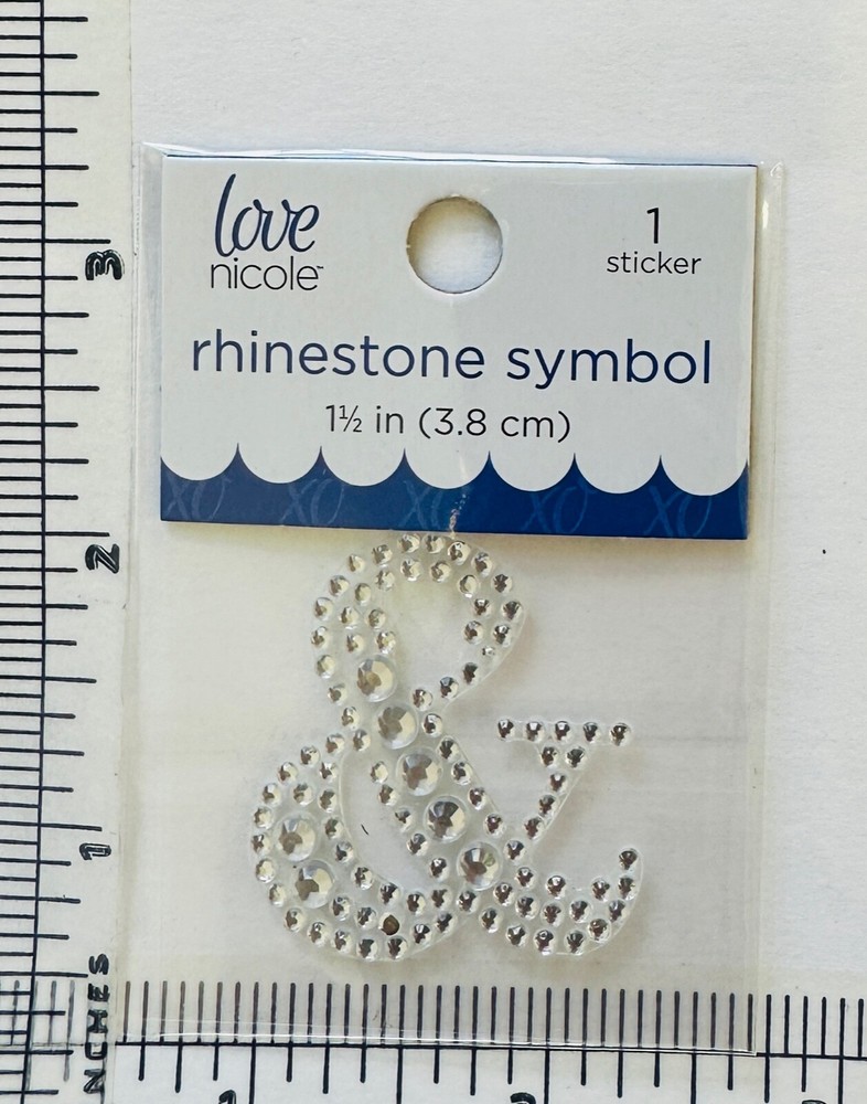 Ampersand Rhinestone Sticker 1.5″ Clear Silver Glitter Scrapbook Monogram Bling